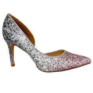 D'Orsay Glitter Heels Pink Silver Ombre Pointed Toe 6 Marc Fisher Prom Elegant